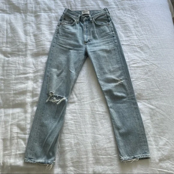 Agolde Riley High Rise Straight Crop Jeans in Shatter - Picture 4 of 8